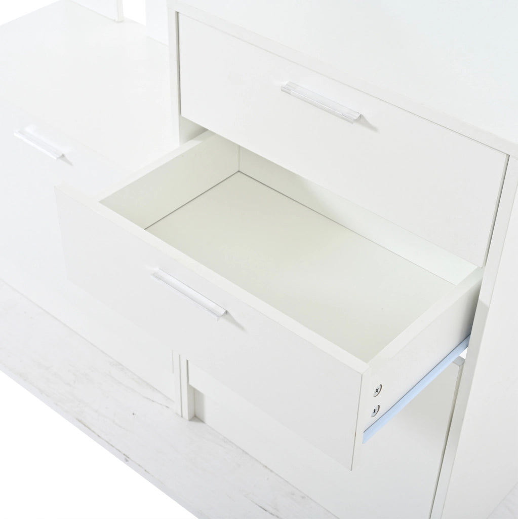 Armadio ingresso 110x34x185 cm con specchio; 2 cassetti; scarpiera a ribalta; MDF bianco