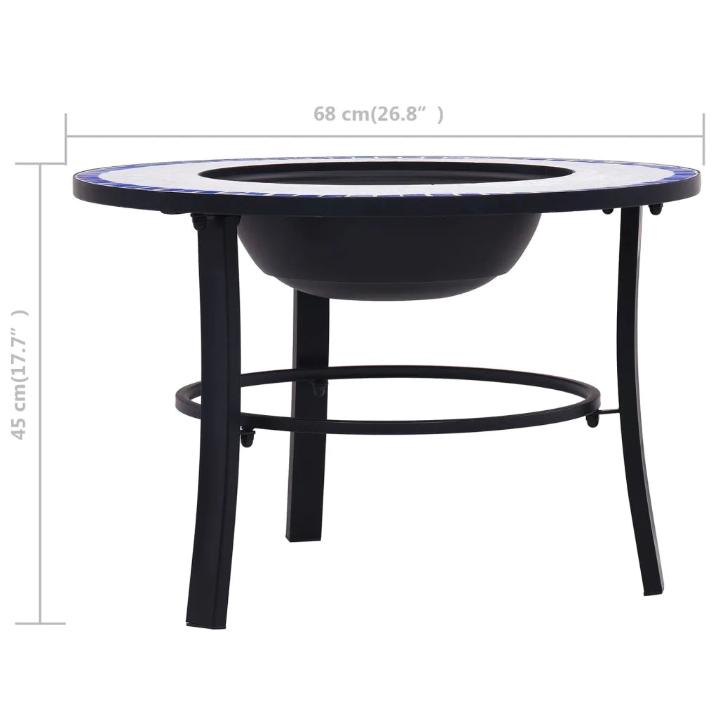 Braciere a Mosaico Blu e Bianco 68 cm in Ceramica CFW9482738