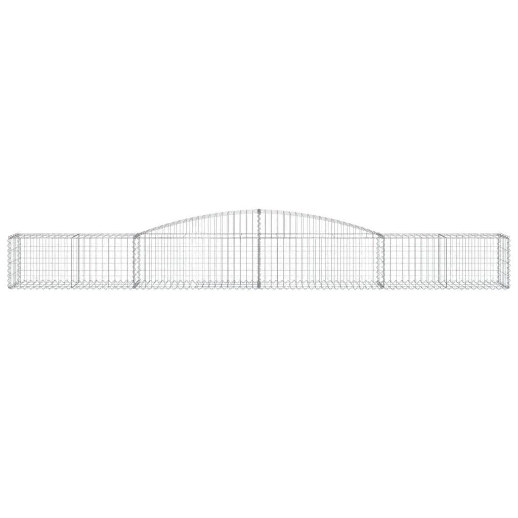 Cestini gabbioni recinzione a gabbia muro di contenimento ad arco 15 pezzi 400 x 50 x 40/60 cm ferro zincato argento 02_0040467