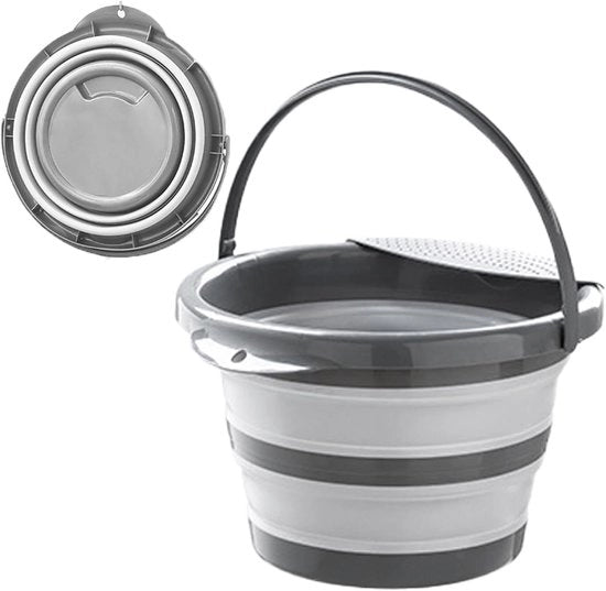 Emme silicatica opgonfibile da 4L per campeggio, pesca, pulizia e uso all'aperto - Grigio