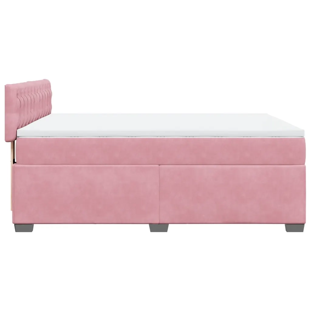 Giroletto a Molle con Materasso Rosa 160x200 cm in Velluto