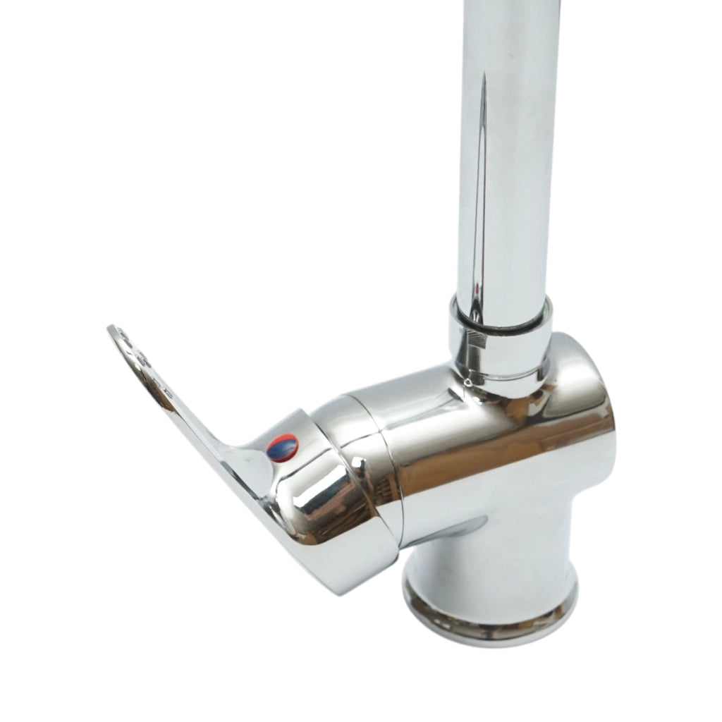 Miscelatore monocomando girevole per lavello da cucina, cartuccia in ceramica, cromo lucido