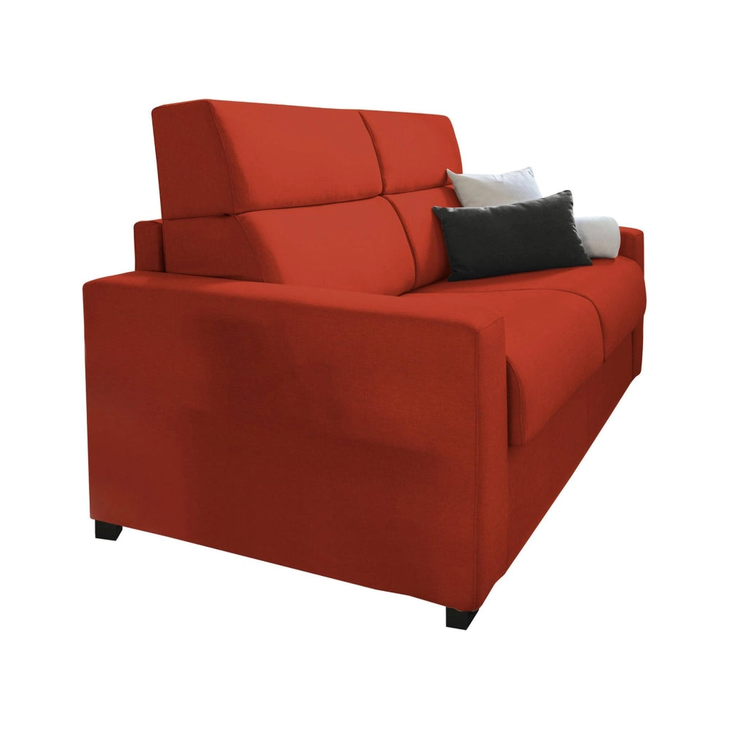 Ozegna, Divano Fisso 3 Posti Sfoderabile Made in Italy, 220x95 cm Arancione