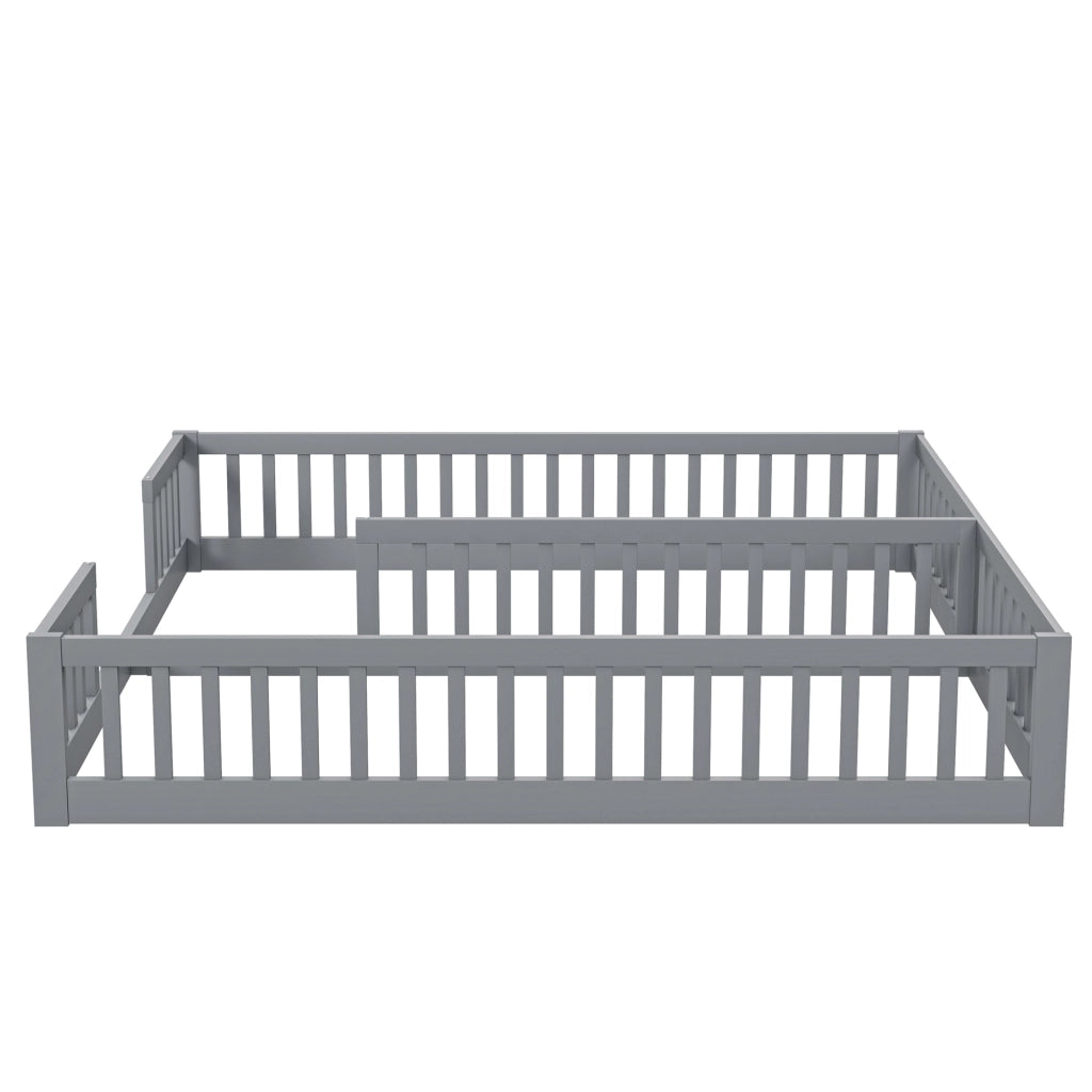 Letto per bambini 90×200 cm con sponde di sicurezza; senza materasso; in pino e MDF; grigio