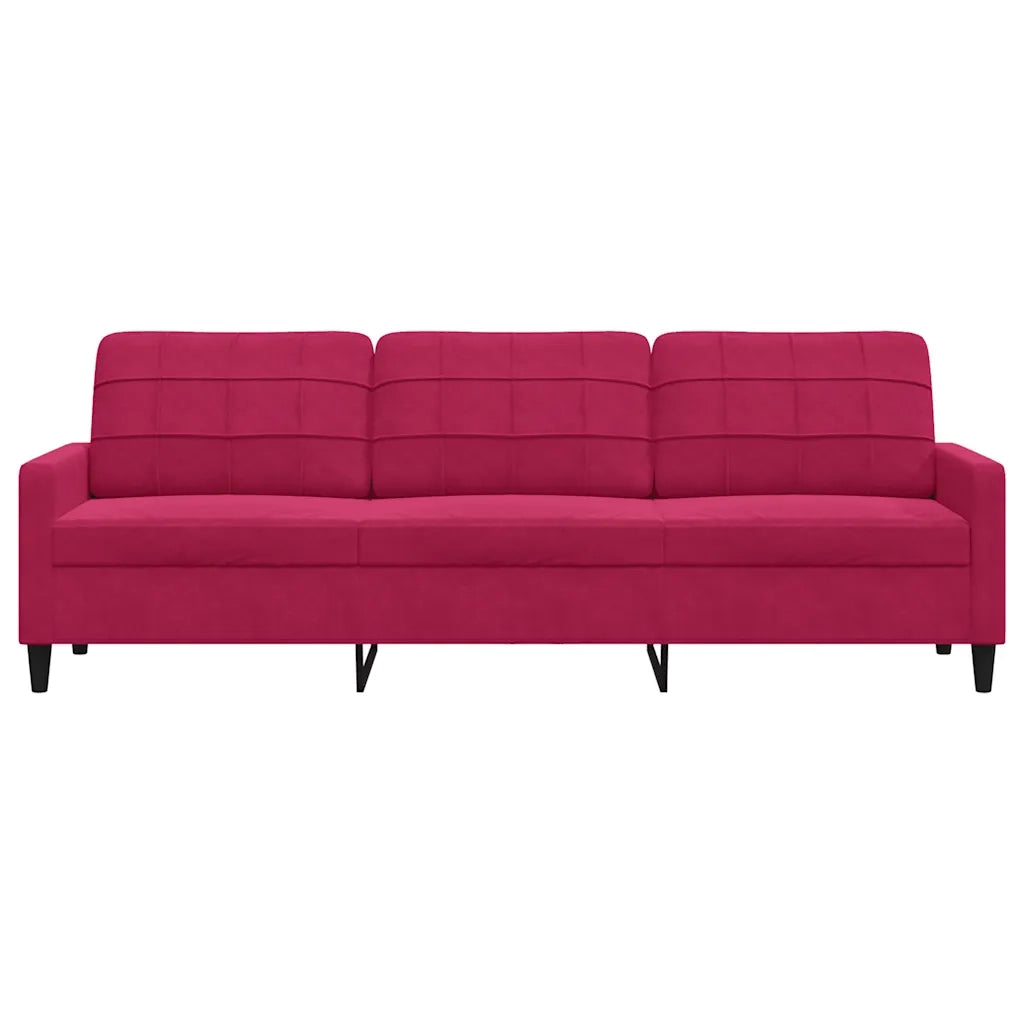 Divano a 3 Posti Rosso Vino 210 cm in Velluto 4007648