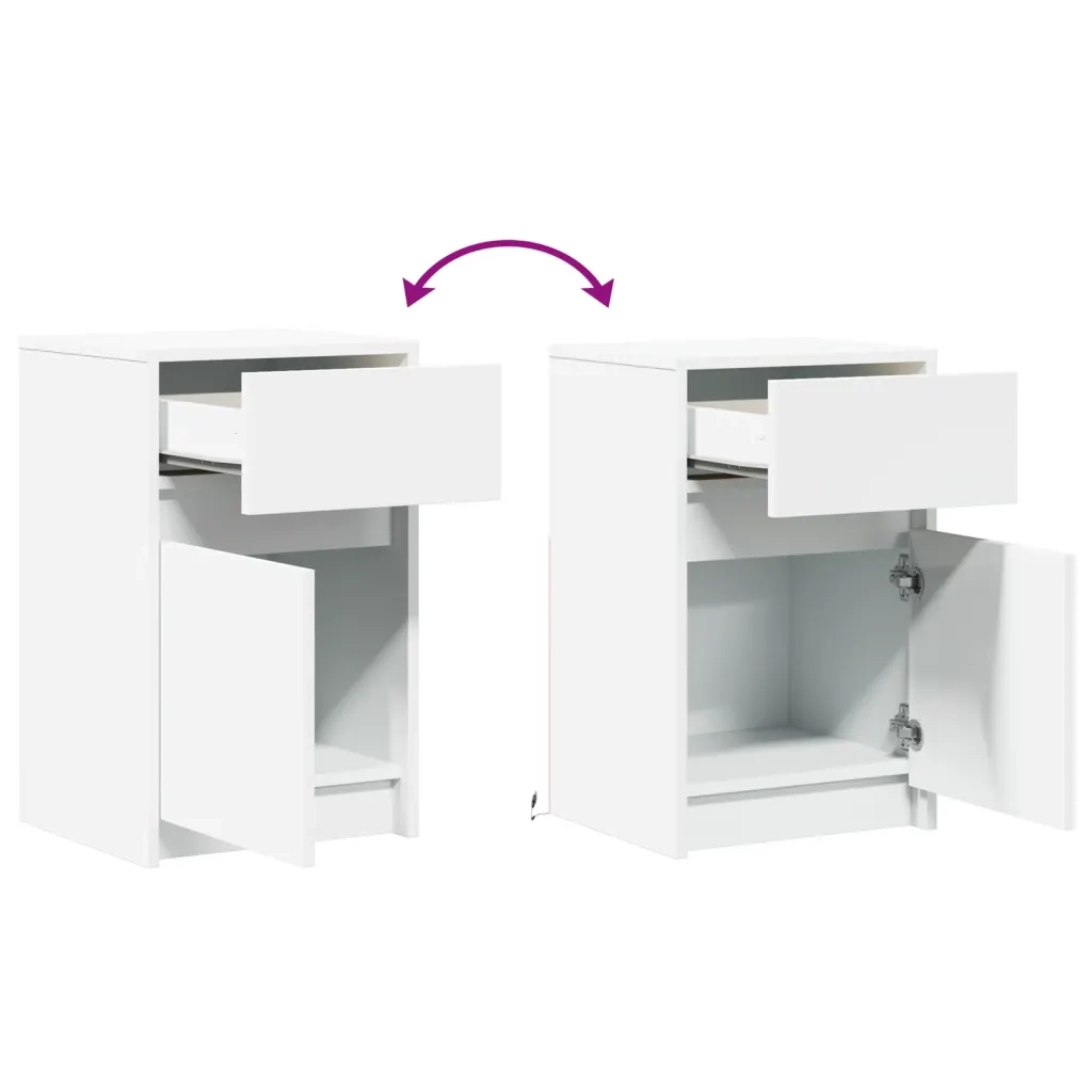 Comodino con Luci LED Bianco in Legno Multistrato