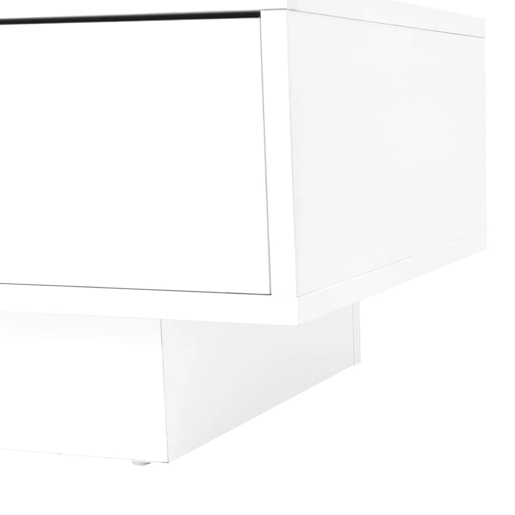 Mobile porta TV moderno con 3 vani in vetro, LED controllata da app bluetooth, bianco lucido, 160 × 38 × 50.5 cm