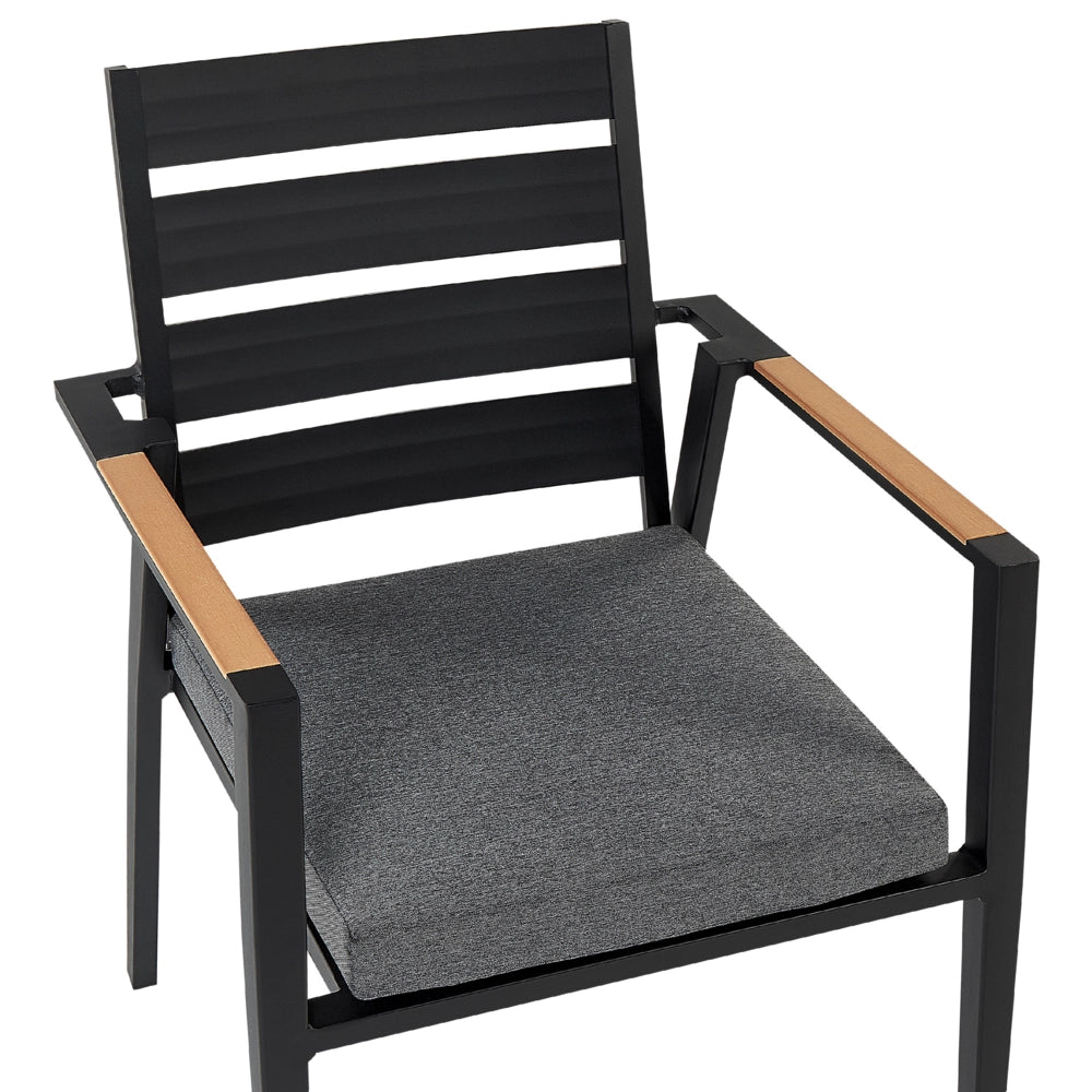 Set di 6 sedie da giardino in metallo nero grigio chiaro con schienale in legno set di 6 sedie da pranzo moderne