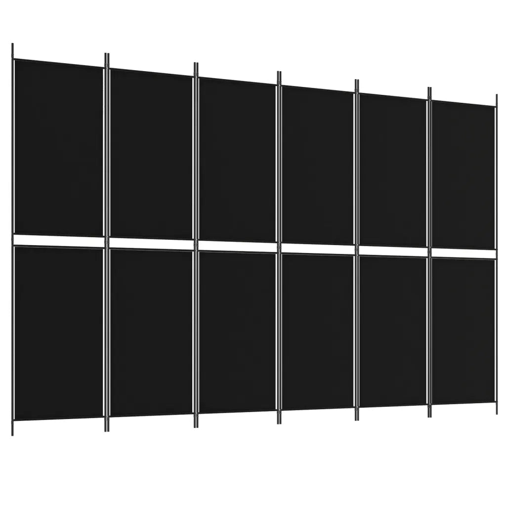 Divisorio a 6 Pannelli Nero 300x200 cm in Tessuto 350241