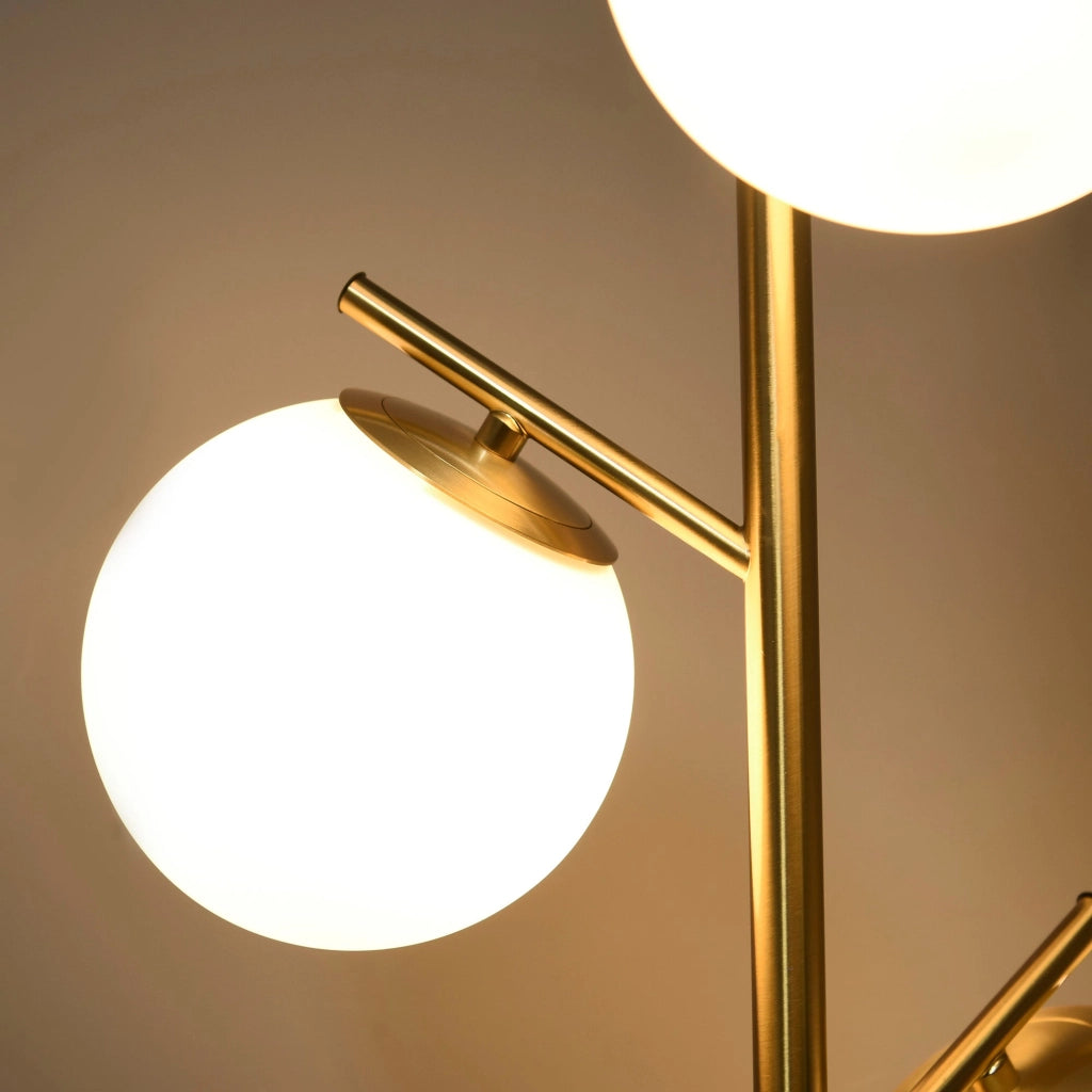 Lampada da Terra Moderna Ø27x159 cm con 3 Punti Luce in Acciaio e Vetro Oro