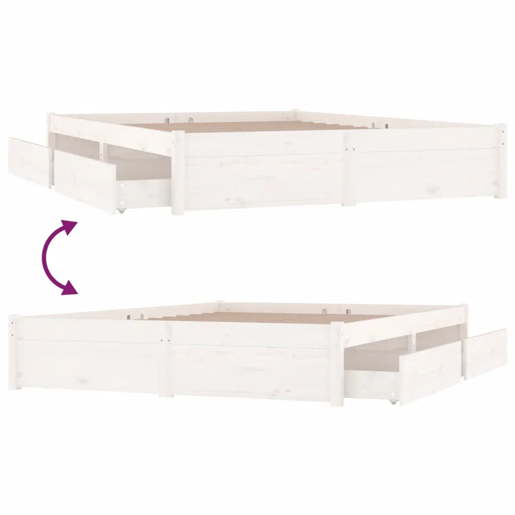 Giroletto con Cassetti-Struttura Letto con contenitore Bianco 200x200 cm 195724
