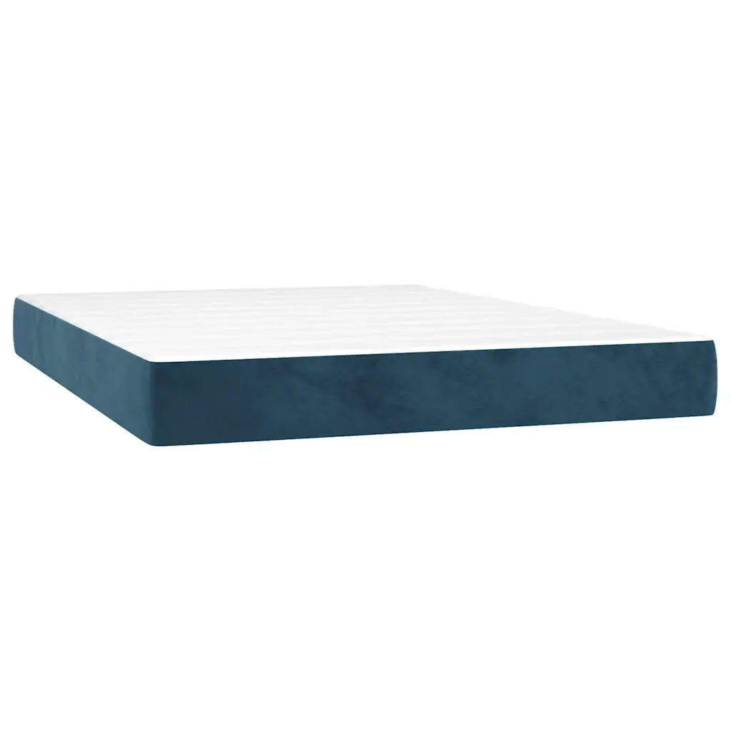 Giroletto a Molle con Materasso Blu Scuro 140x190 cm in Velluto 3130839