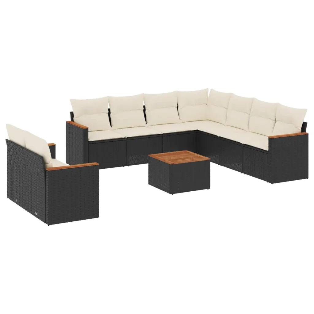 Set Divani da Giardino 10pz con Cuscini in Polyrattan Nerocod mxl 88516