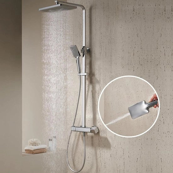 Termostato doccia a pioggia - alta pressione - 30 x 20 cm - doccia a pioggia quadrata 90-120 cm senza rubinetto
