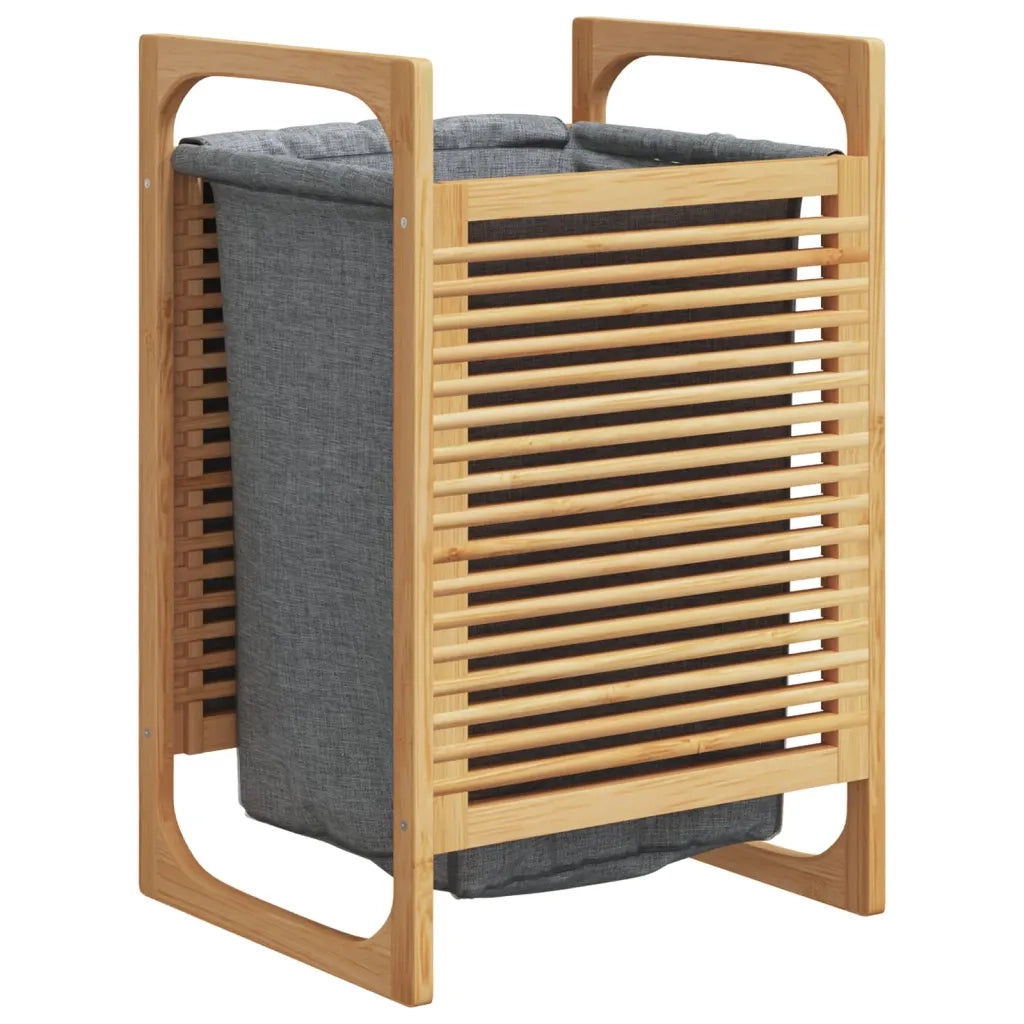 Cesto per il Bucato con Borsa Grigia 32x30x36,5 cm in Bambù 373366