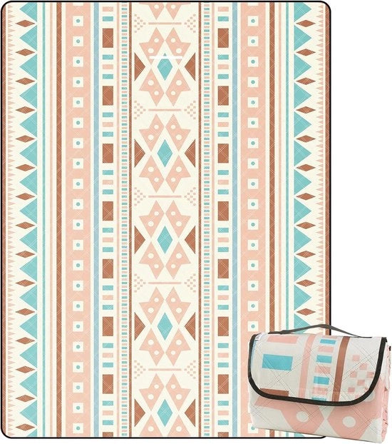 Pavillon impermeabile per picnic lavabile - XXL degenza per spiaggia libera da sabbia - degenza per campeggio tappeto geotermico - 300 x 200 cm (Boho-A)