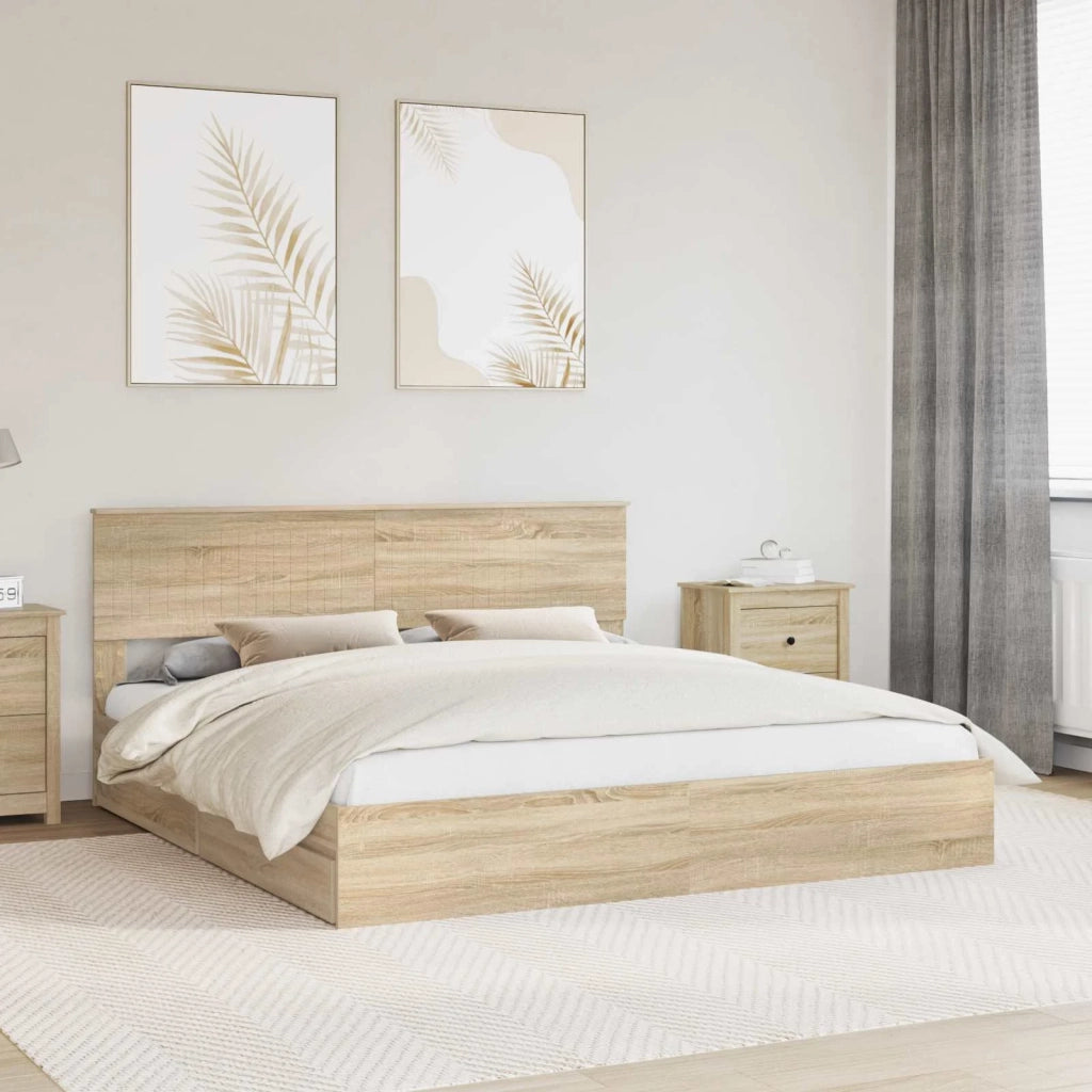 Letto con Contenitore con testiera Rovere Sonoma 180 x 200 cm