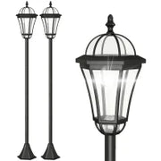 Set 2 Lampioni Solari per Giardino con 2 LED e Accensione Automatica, Nero
