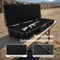 Waffenkoffer 118,9 x 40,5 x 16 cm für Langwaffen, Gewehrkoffer mit Schaumstoffpolsterung und Rollen für sicheren Transport, Langwaffenkoffer mit Tragegriff