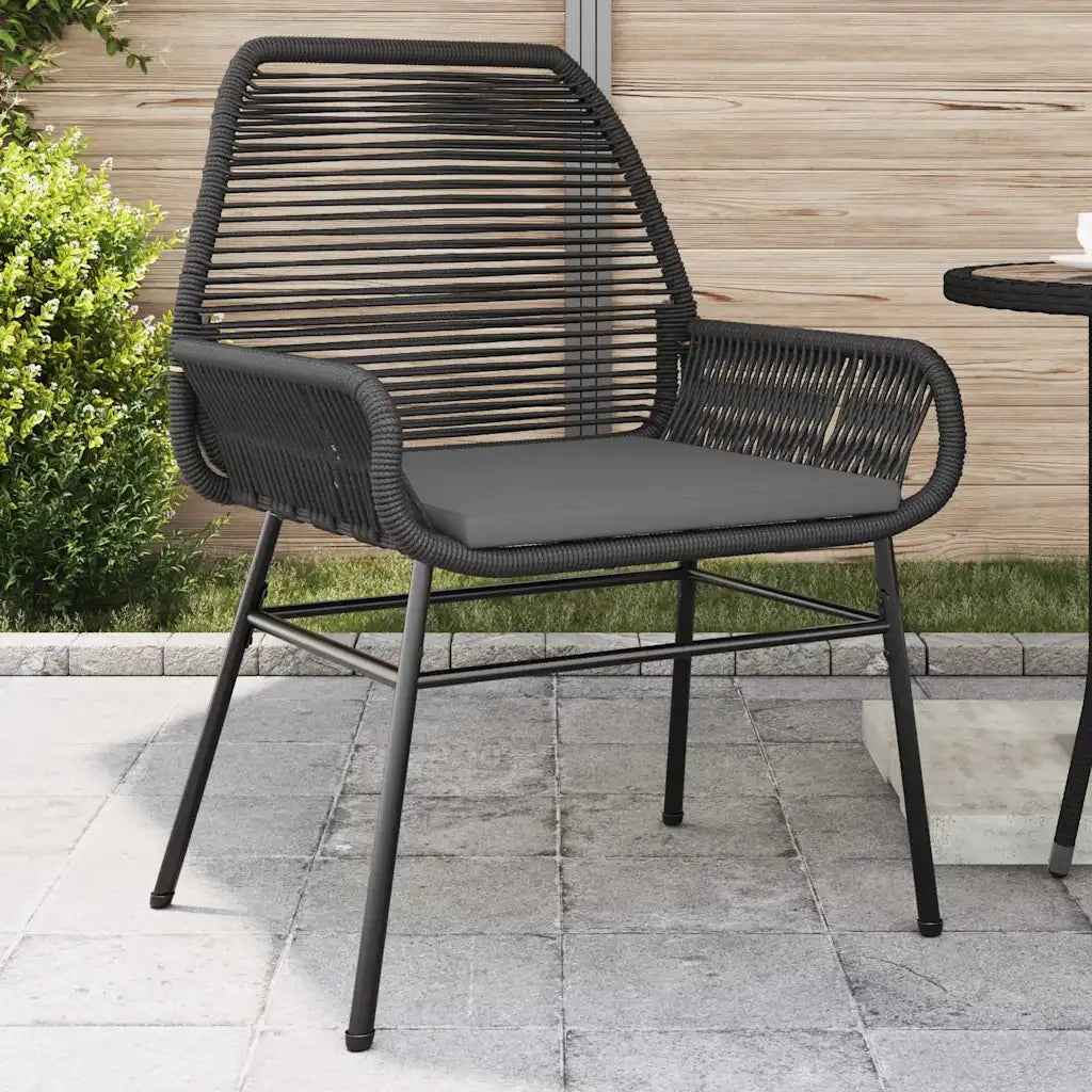 Sedie da Giardino con Cuscini 2 pz | Sedie da Esterno Nere in Polyrattan