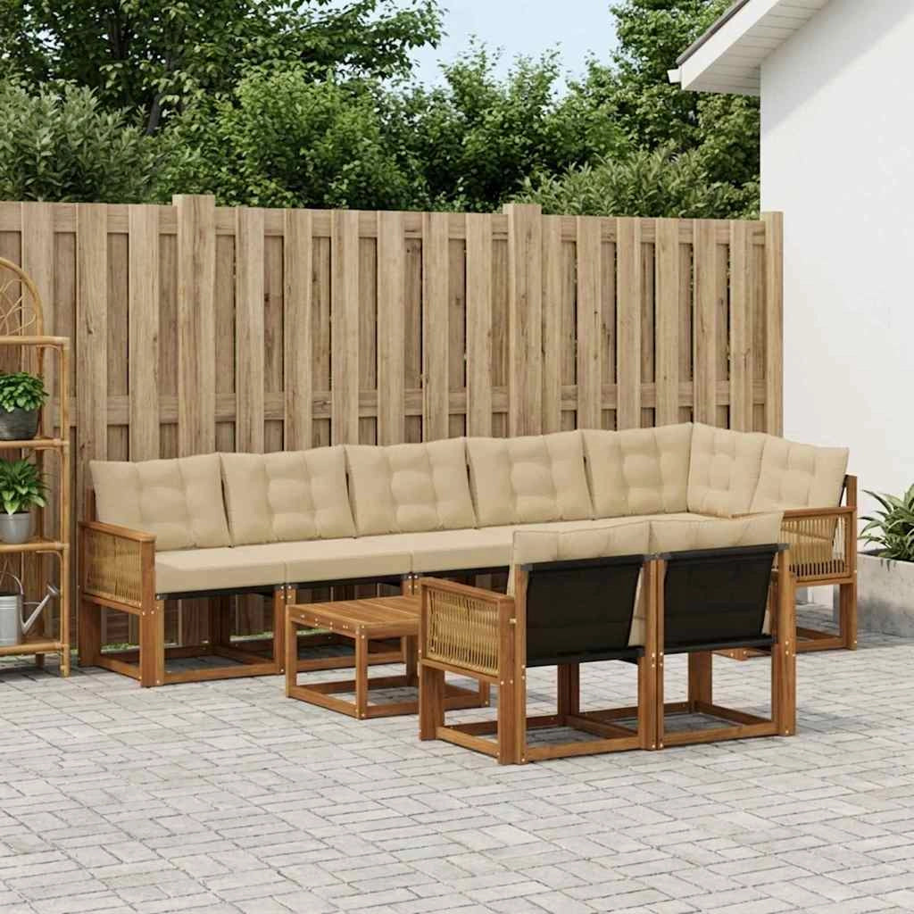 Set di divani da esterno 9 pz Naturale e Beige 3382053