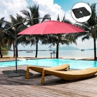 Basamento per Ombrellone set 4 Pezzi Impilabili con Maniglie Integrate, in HDPE, 99.7x99.7x8.3 cm, Nero