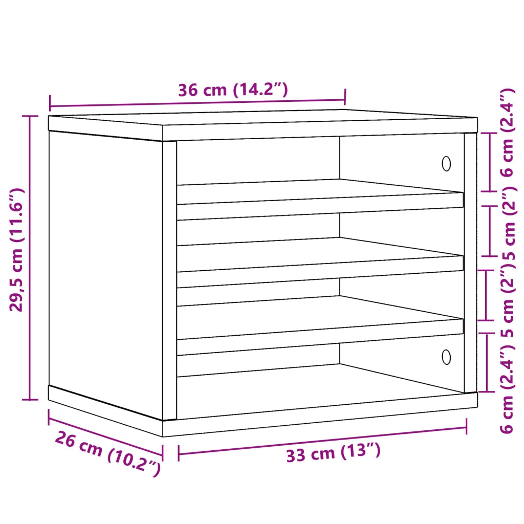 Organizer Scrivania Rovere Fumo 36x26x29,5cm Legno Multistrato CFW6195599