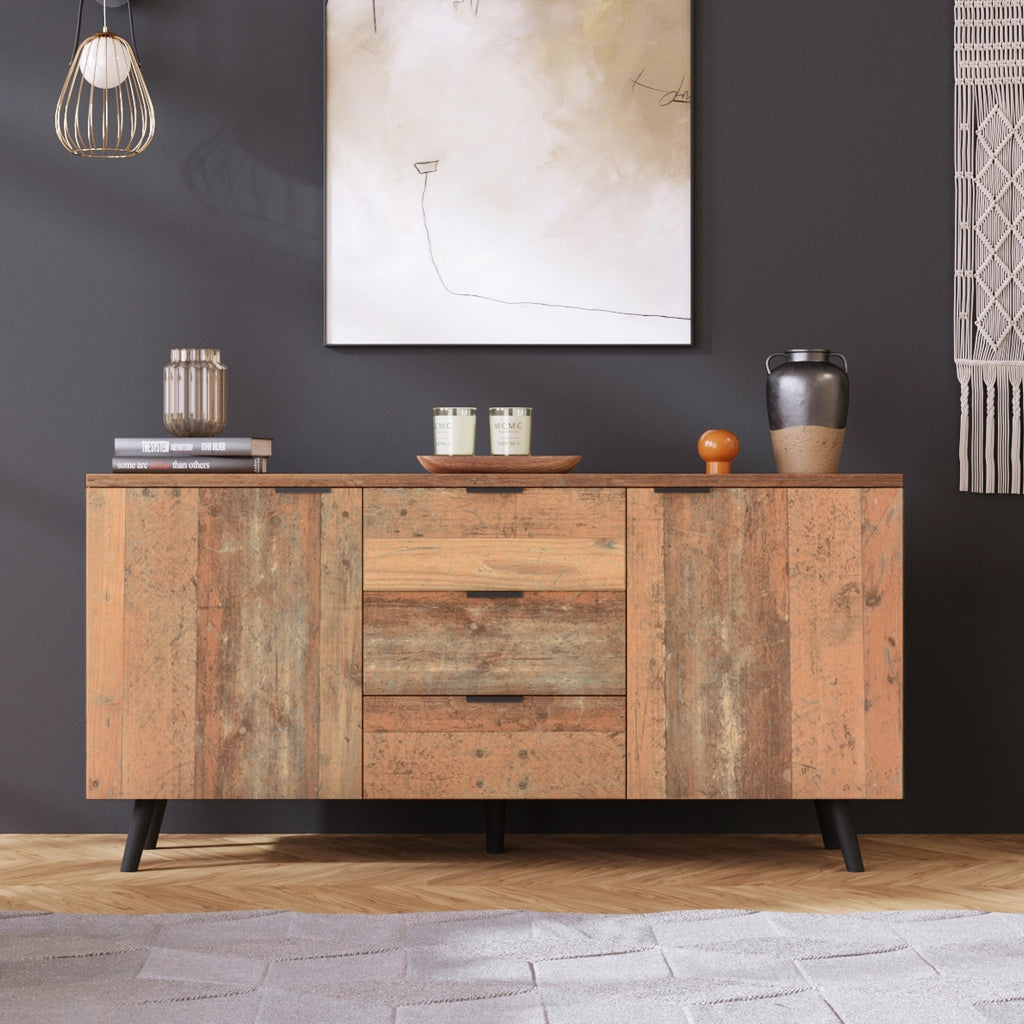 MOBILE TV con 3 cassetti e ripiani regolabili 140x35x70 cm marrone antico