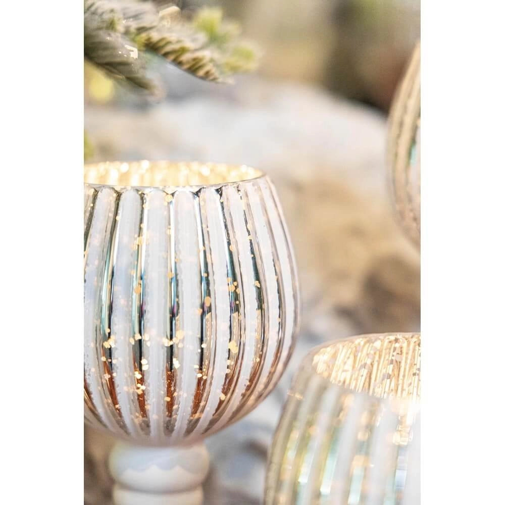 Set di 3 Portacandele Singolo Sheila in Calice Argento (2 Pezzi)