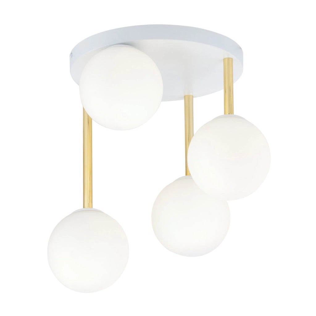 Lampada a sospensione Dolce in acciaio bianco con dettagli oro