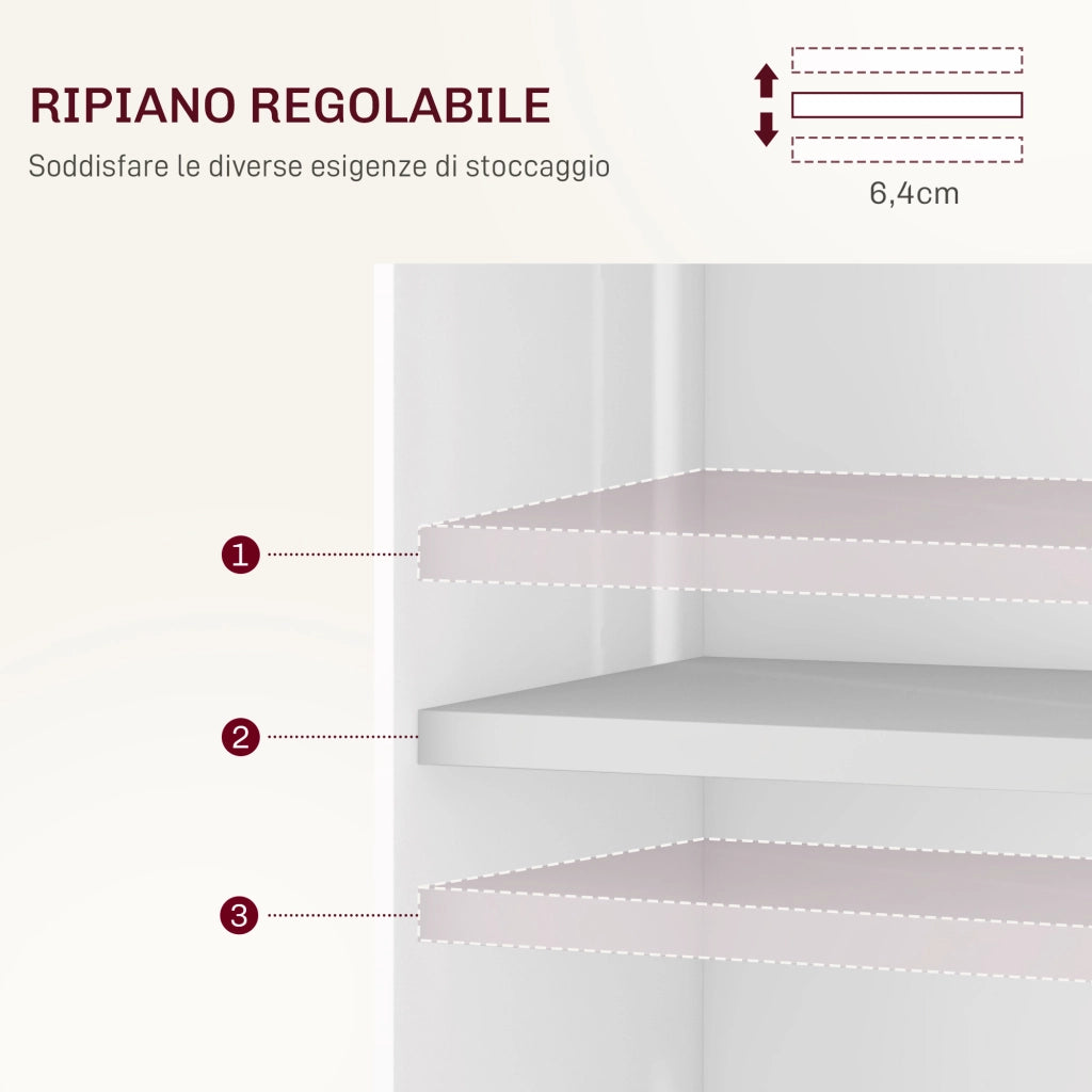 Tavolo pieghevole a 3 livelli con ripiani, box e rotelle ¨C zephmum ¨C MDF bianco 130x80x76.5 cm