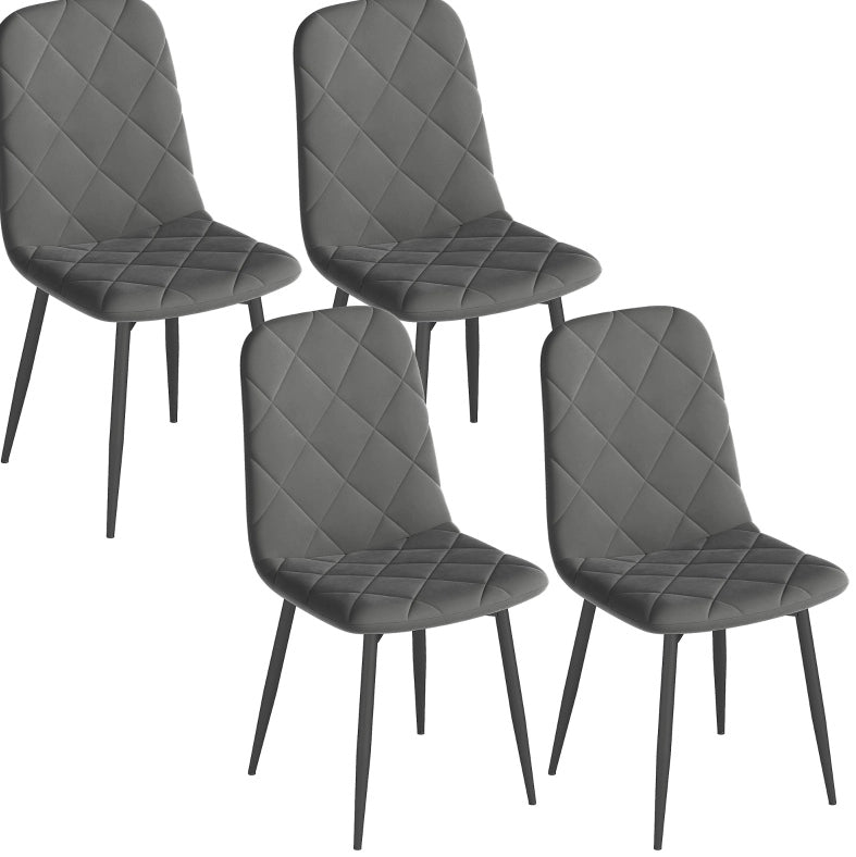 Set 4 Sedie da Pranzo Grigie con Schienale in Acciaio