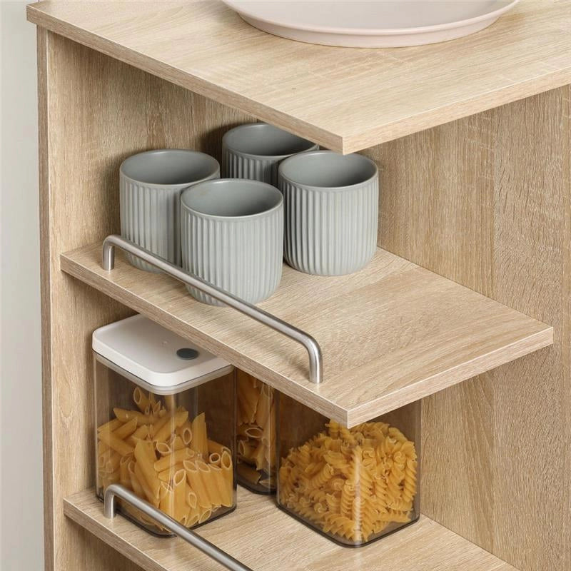 CARRELLO DA CUCINA IN LEGNO,  ACCIAIO E VETRO 65X39X80 CM MARRONE