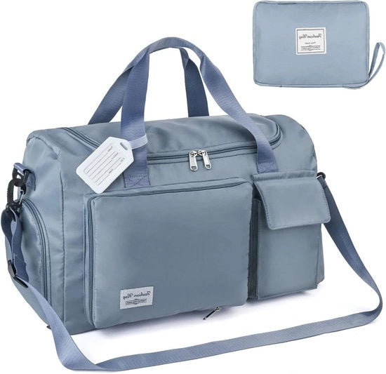 Borsa da viaggio pieghevole 35 litri - Grande valigetta per uomini e donne con borsa sportiva impermeabile - 1 etichetta bagaglio 28-22-4,5CM