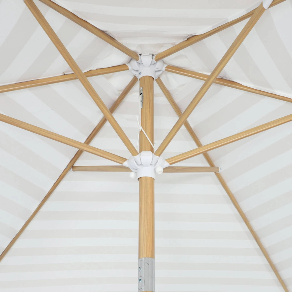 Ombrellone rettangolare asta effetto legno, 3x3m, righe beige