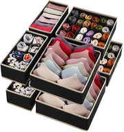 Organizzatori per la gestione del contenuto della vestiarium, 8 pezzi, cassetti pieghevoli per l'organizzazione e i contenitori di archiviazione per la conservazione di lingerie, reggiseni e sottovesti, nero
