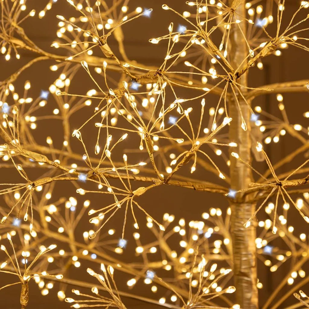 Albero Champagne h 1,5 m con 1500 microled o h 1,8 m con 2100 microled bianco caldo e bianco freddo, uso interno - 1.5.