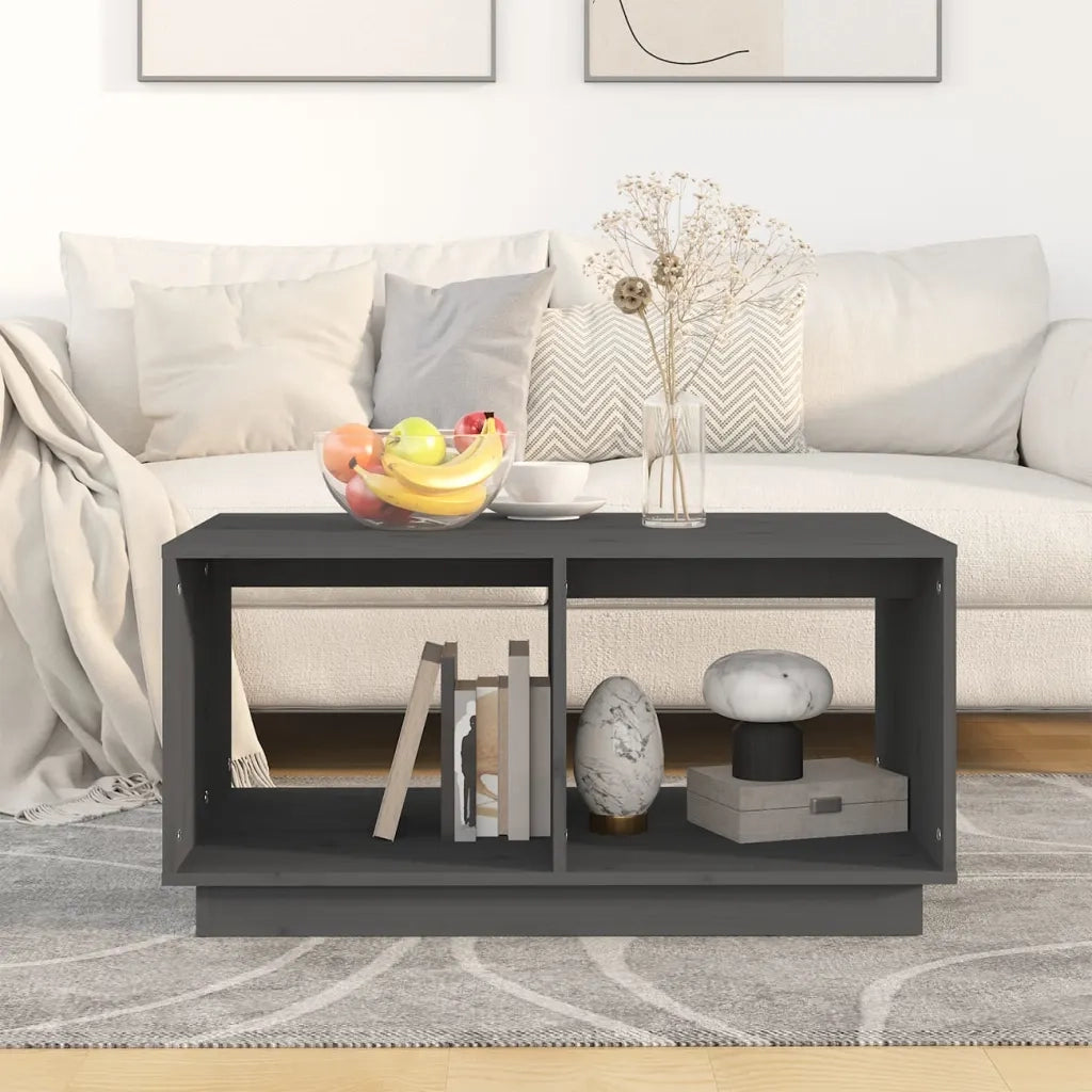 Tavolino da Salotto Grigio 80x50x40 cm Legno Massello di Pino cod mxl 26418