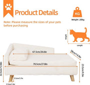 Sedia per Animali - Cassetto con Piumino - Sedia per Animale con Piedi in Legno - Impermeabile - Bianca - Dimensioni: S - 70x40x39cm
