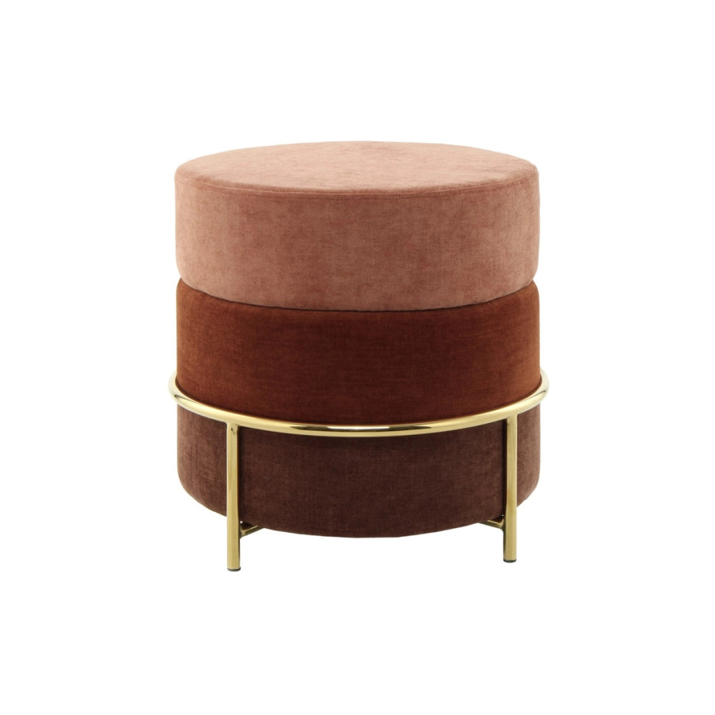 Pouf tondo Matilda 225 in velluto terra e oro