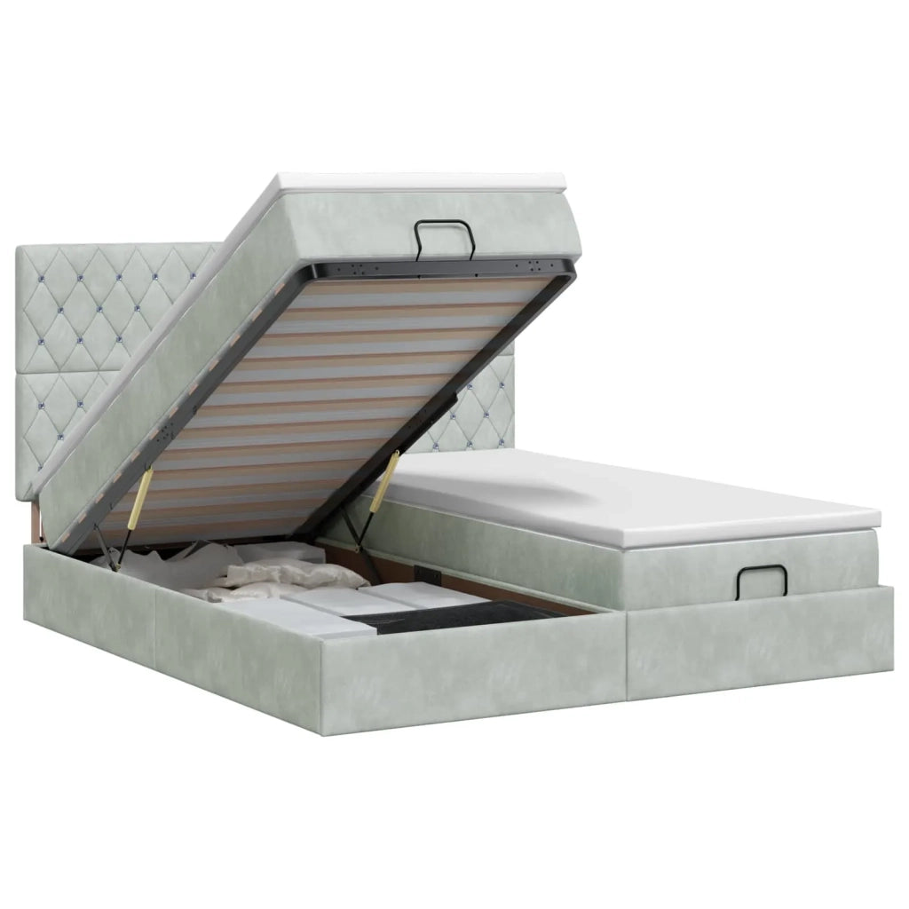 Letto ottomano con materasso 2 pz Grigio Chiaro Velluto 3457902