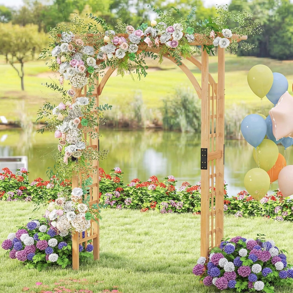 Arco da Giardino in Legno, Pergola da Esterno per Piante Rampicanti, Pergolato per Matrimonio e Feste, da Giardino, Patio e Cortile (Modello 3)