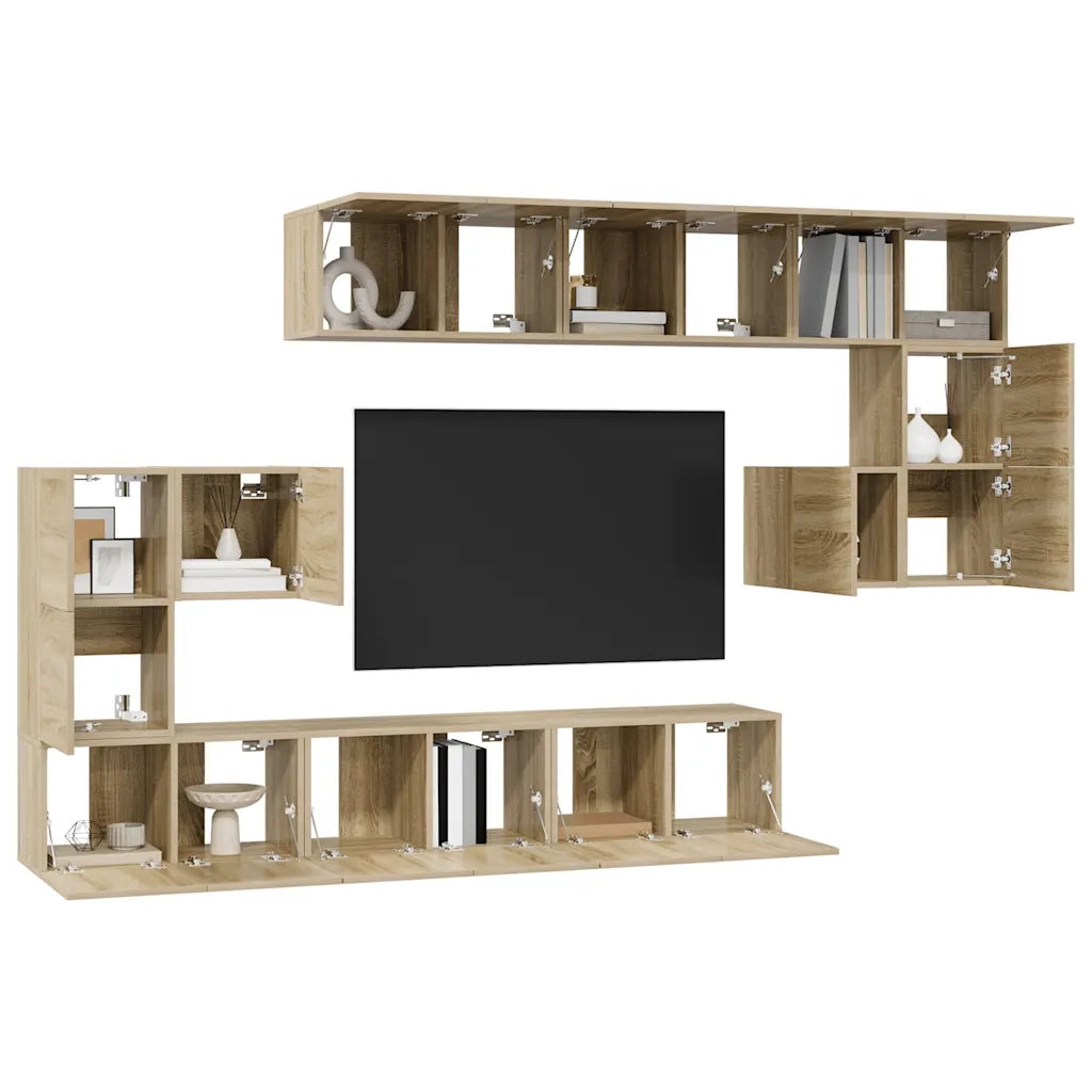 Set di Mobili Porta TV 10 pz-Credenza per TV Rovere Sonoma in Legno Multistrato 834899