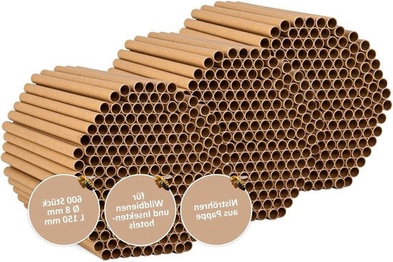 Materiale per hotel per insetti Ø 8 mm lunghezza 15 cm - Aiuti per nido per api selvatiche - Aiuti per nidificazione in cartone