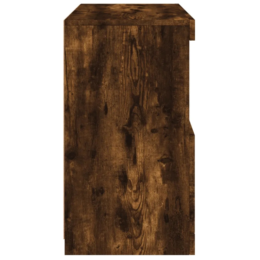Credenza con Luci LED-Buffet-Armadio da cucina Rovere Fumo 60x37x67 cm