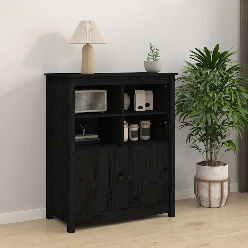 Credenza | Madia | Buffet da pranzo | Armadio da pranzo Nera 83x41,5x100 cm in Legno Massello di Pino