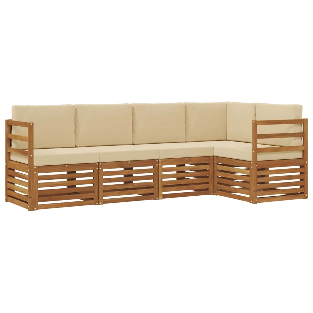 Set divano sezionale con cuscino 5 pcs Naturale e Beige 3374793