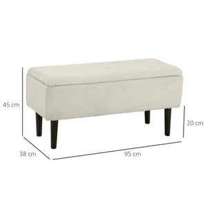 Panca Fondoletto con Vano Contenitore da 47L 95x38x45 cm Rivestimento Bouclé Beige