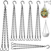 Hanger per piante con 6 pezzi di hanger per fiori e gancio S - catenella metallica 46 cm - hanger nera per vasi da fiore appesi