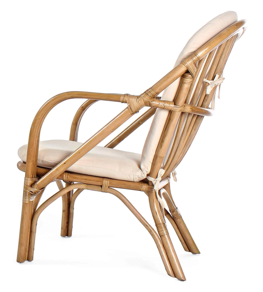 Poltrona da Giardino 64x77x89 cm in Rattan con Cuscino Golf Beige